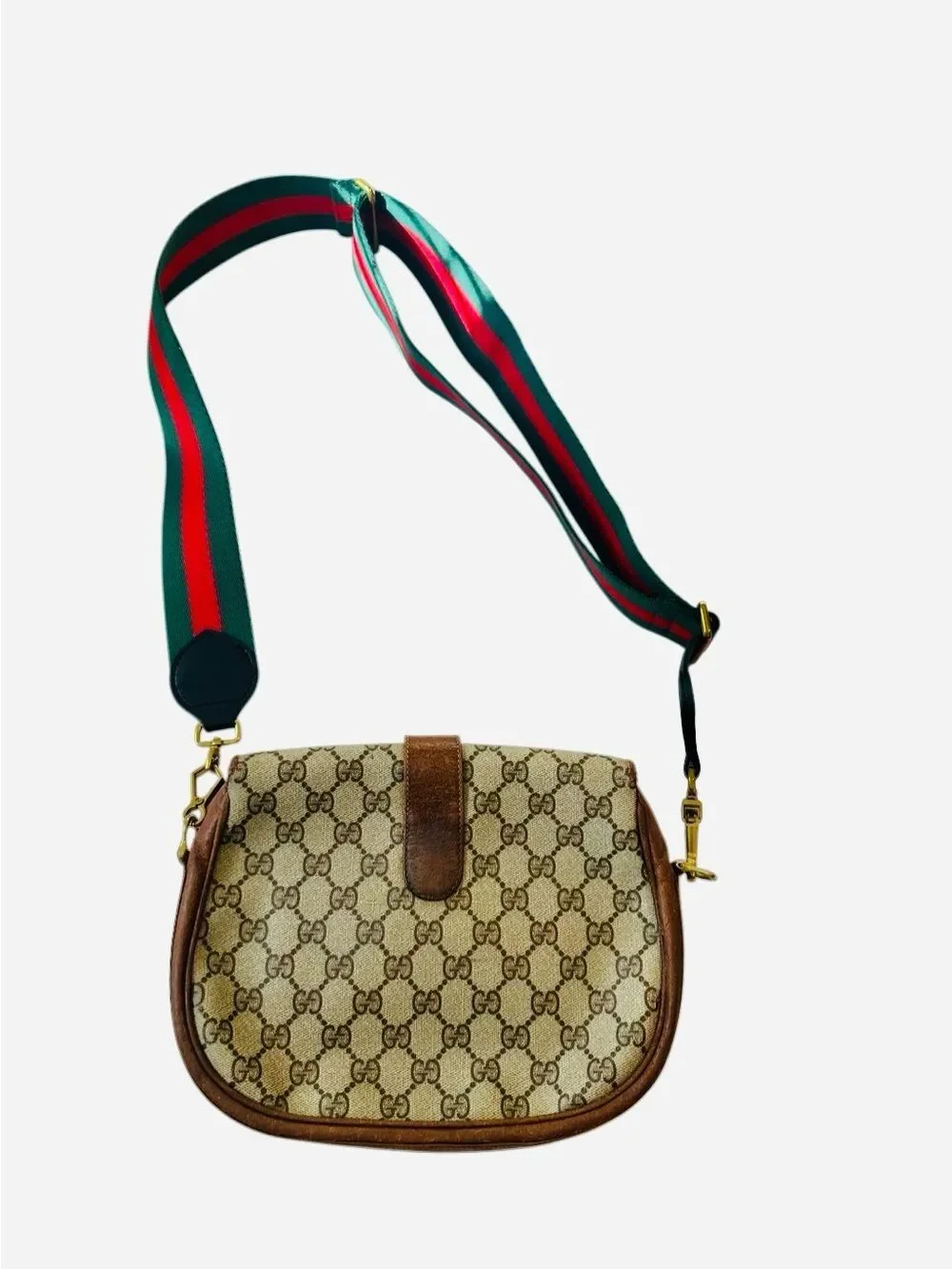 Gucci Jackie Beige Brown GG Supreme Crossbody with Signature Web Strap